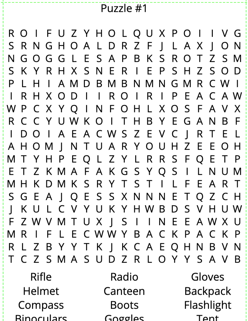 Marines Word Search Puzzles