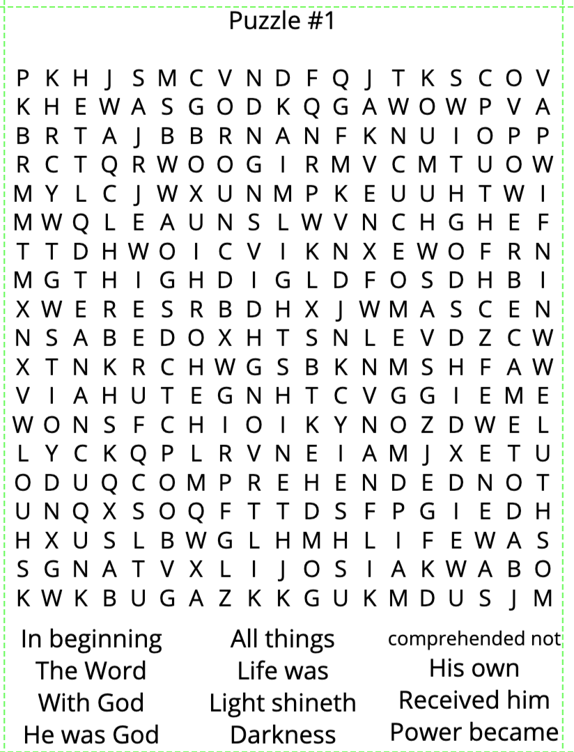 The Gospel of John Word Search Puzzles
