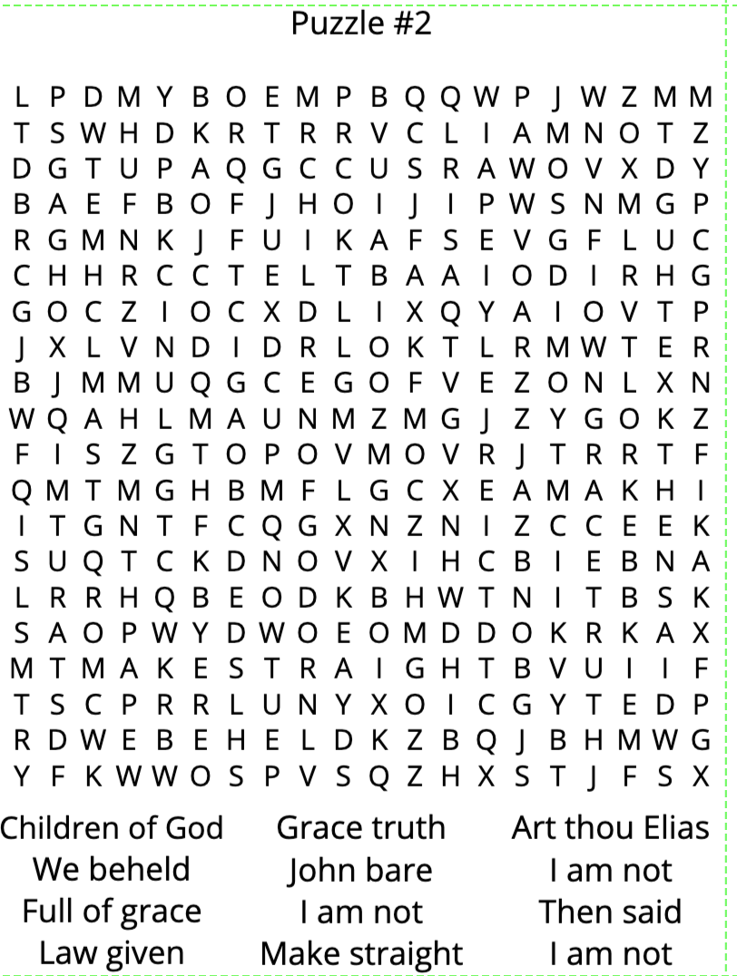 The Gospel of John Word Search Puzzles