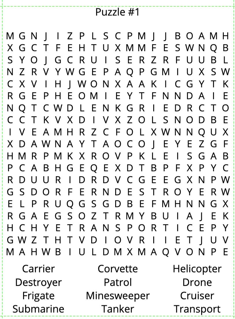 Navy Word Search Puzzles