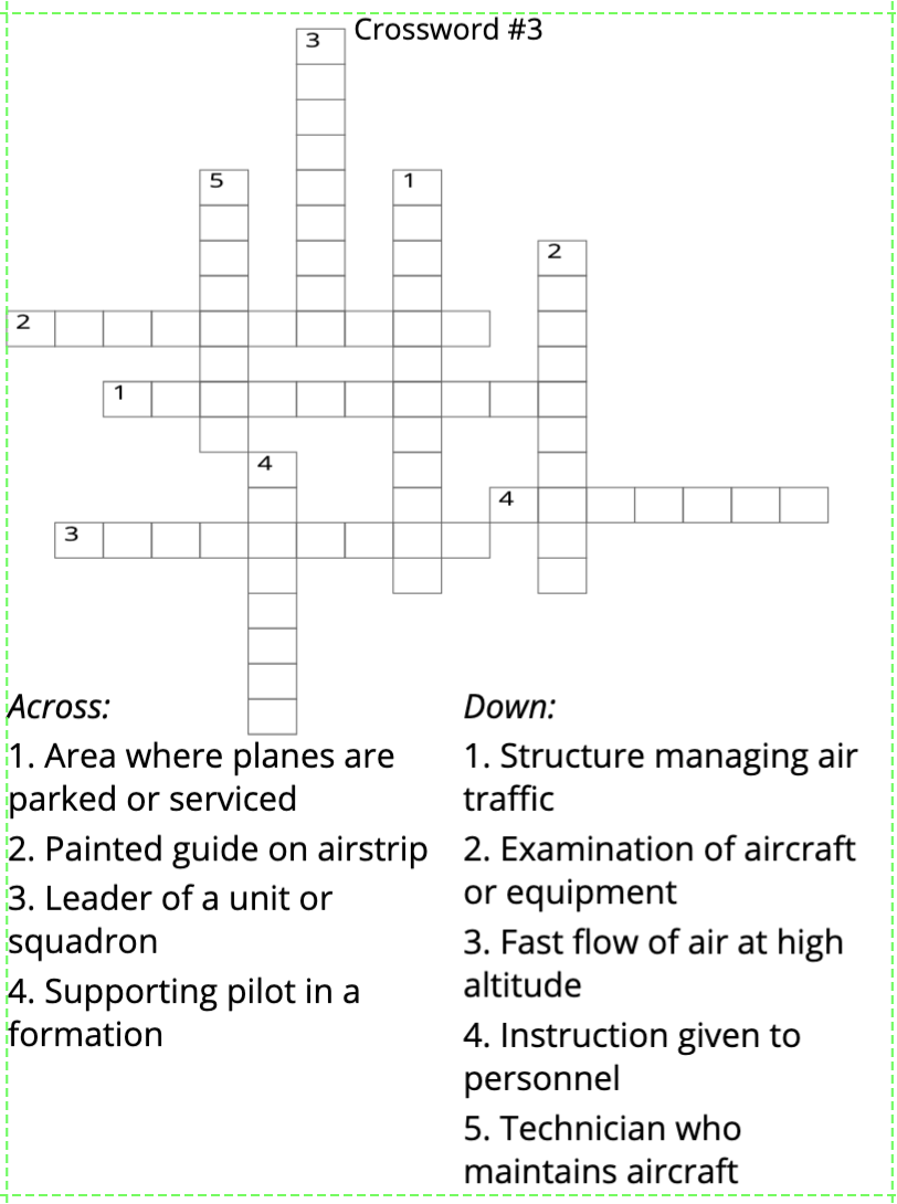 Air Force Crossword Puzzles