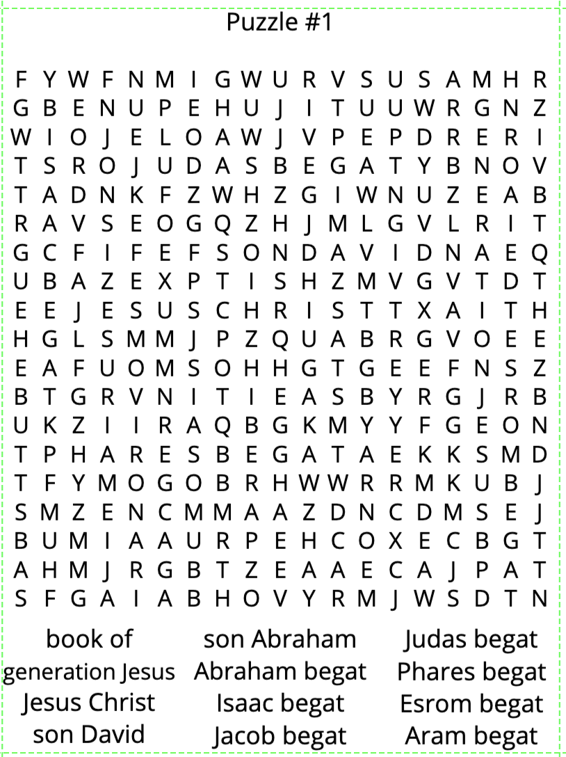 The Gospel of Matthew Word Search Puzzles