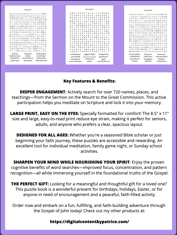 The Gospel of John Word Search Puzzles
