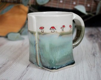 Baby Mushroom Mug, Gardening Gift, Mushroom Garden Mug, Handmade Mug, Fairy Garden, Ceramic Mug Handmade, Unique Handmade Pottery, Mushrooms