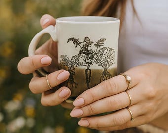 Root Vegetable Mug, Gardening Gift, Garden Mug, Vegan coffee mug, Handmade Mug, Unique Coffee Mug, Ceramic Mug Handmade, Slab Built Mug