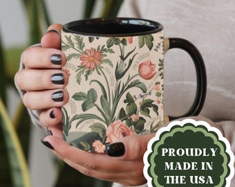 Subtle Fuck Trump Boho Ceramic Mug, Floral Anti Trump Political Coffee Cup, Activist Protest Resistance Tea Mug, Liberal Democrat Gift Idea