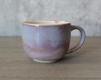 Purple Lavender Cappuccino Latte Ceramic Mug, Pink Mug, Ceramic Coffee Mug, 10 oz mug, Modern Pottery, Spring Blossom Mug