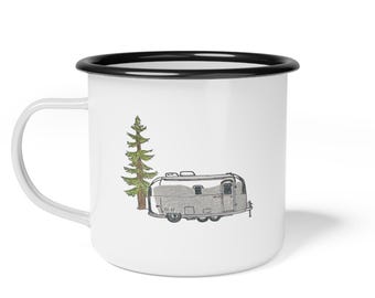 Airstream Enamel Camp Cup | Hand Sketched Artwork Design | Boho | Minimalist