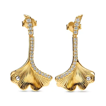 ARETES TALLO Y HOJA DORADO