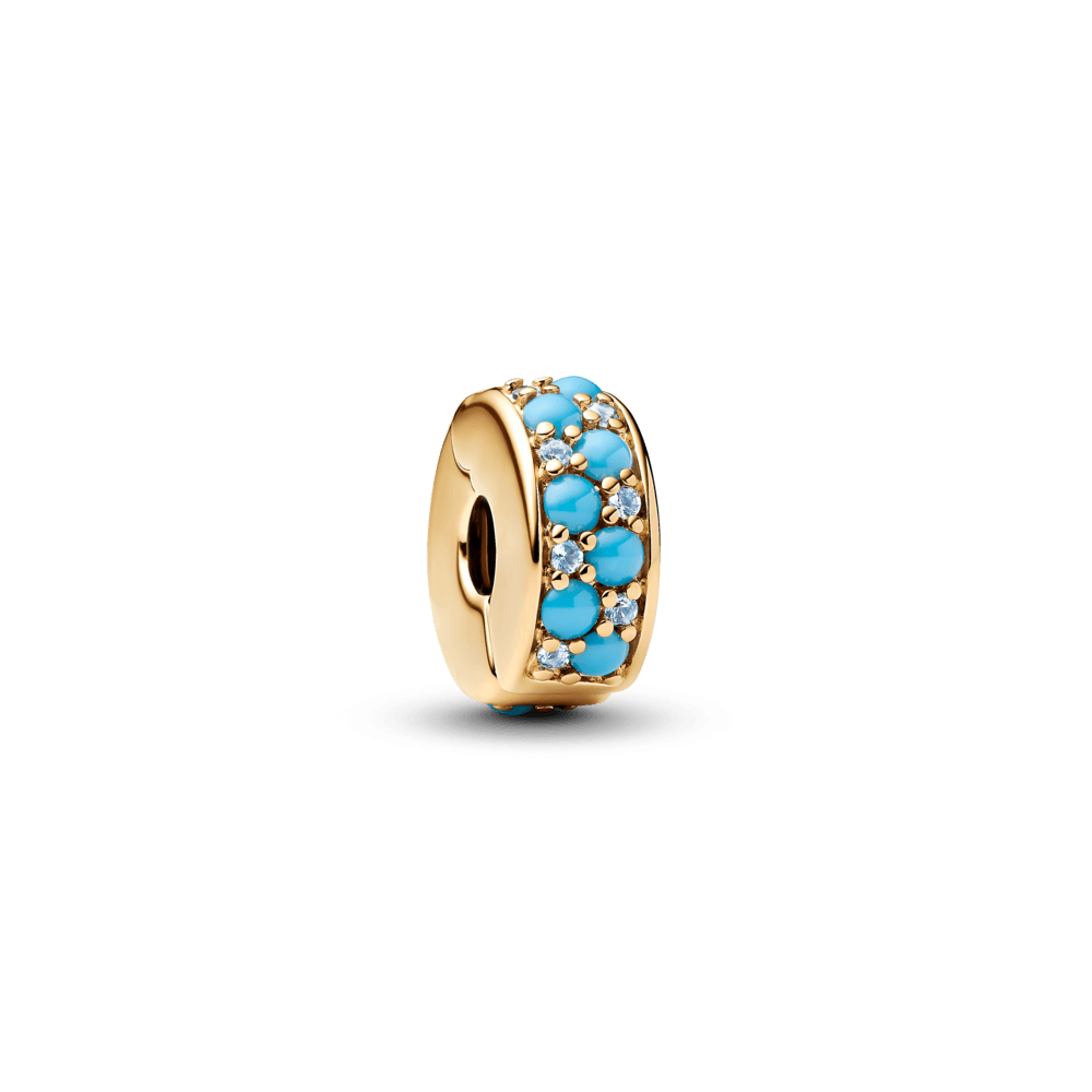 CLIP DORADO BOLITAS AZULES