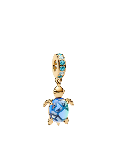 CHARM TORTUGA DORADA CAPARAZÓN AZUL