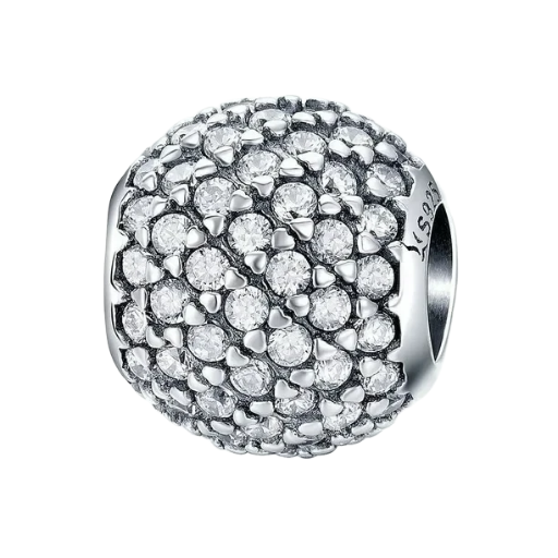 CHARM ZIRCONIAS BOLA PLATA PIEDRAS REDONDAS
