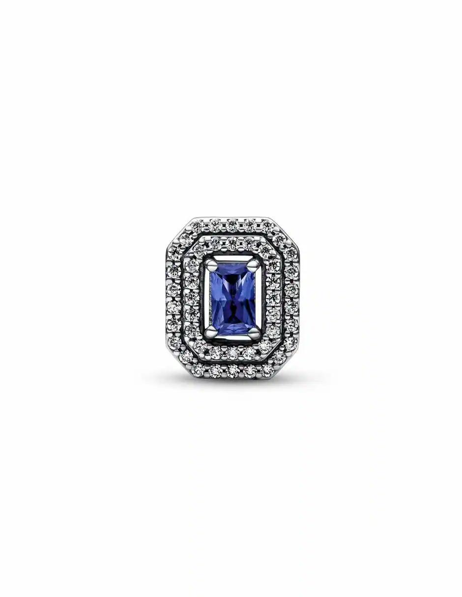 CHARM ZIRCONIAS CUADRADO AZUL DOBLE BORDE