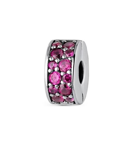CLIP PIEDRAS ROSAS Y PLATA
