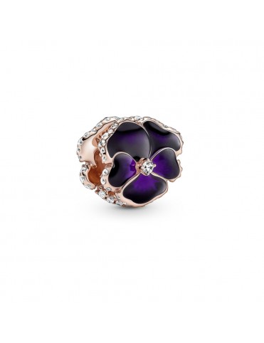 CHARM FLOR PENSAMIENTO MORADA Y ROSE GOLD