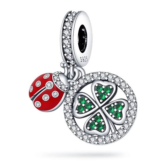 CHARM TREBOL Y MARIQUITA ZIRCONIAS