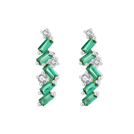 ARETES PIEDRA VERDE ZIGZAG