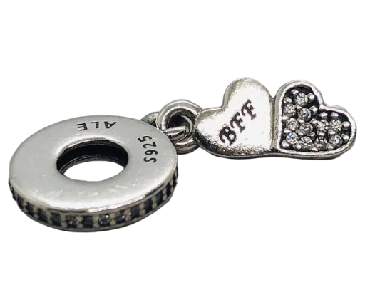 CHARM CORAZON DOBLE PLATA COLGANTE