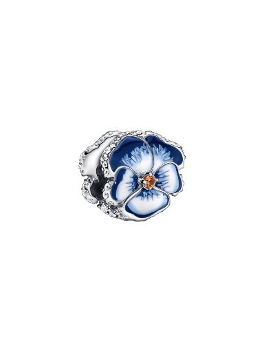 CHARM FLOR PENSAMIENTO AZUL Y PLATA