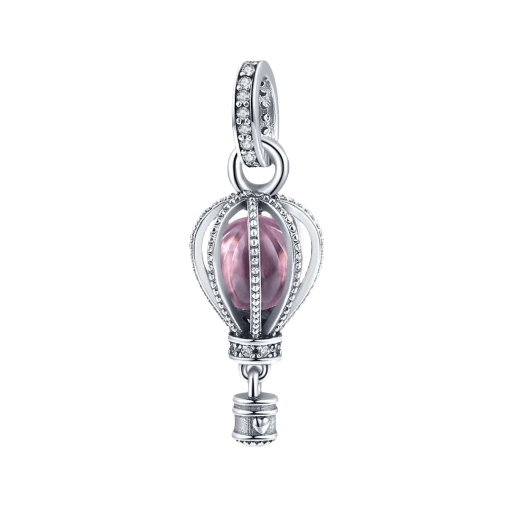 CHARM GLOBO AEROSTÁTICO ROSA Y PLATA 