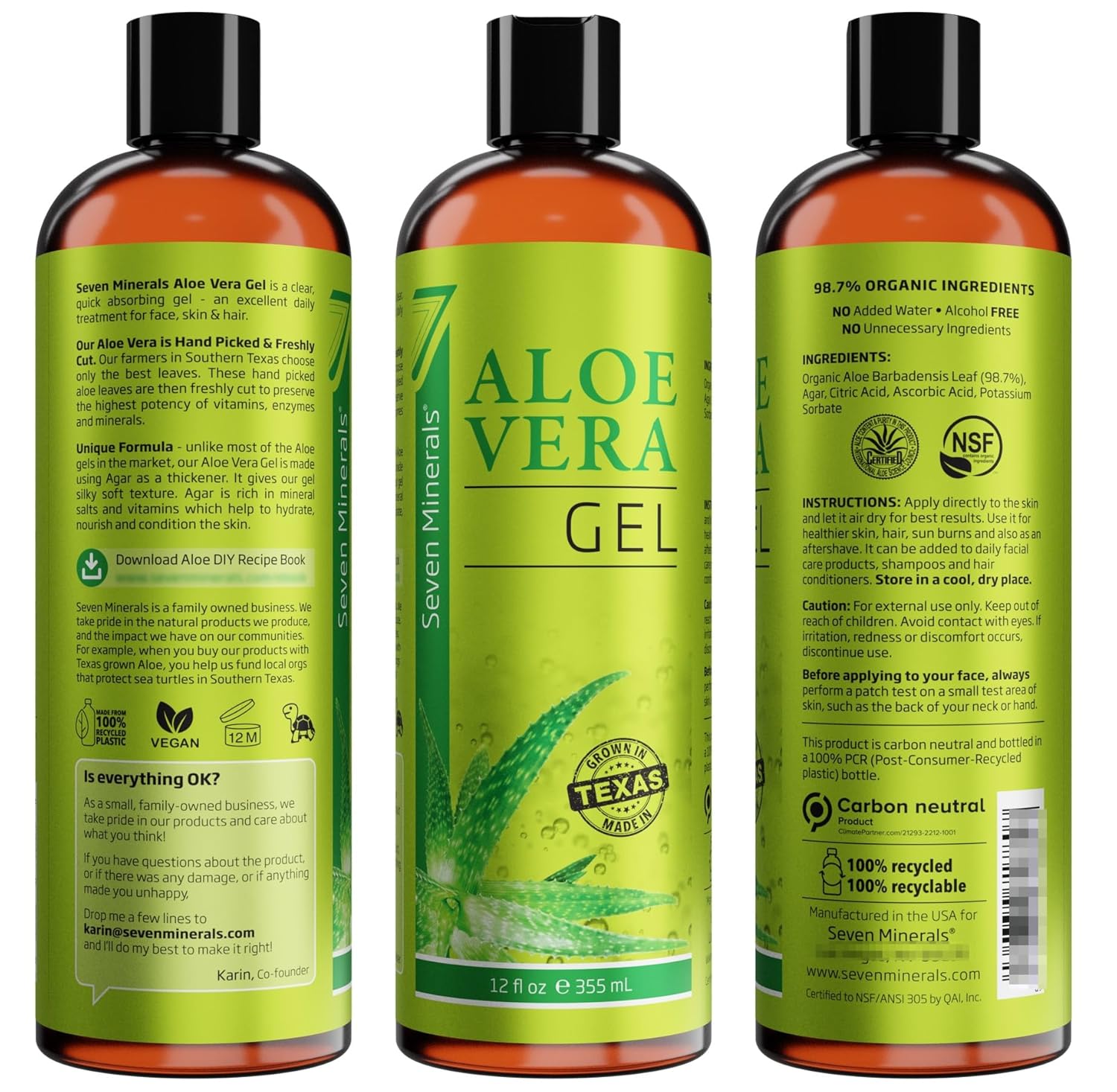 Organic Aloe Vera Gel - Seven Minerals