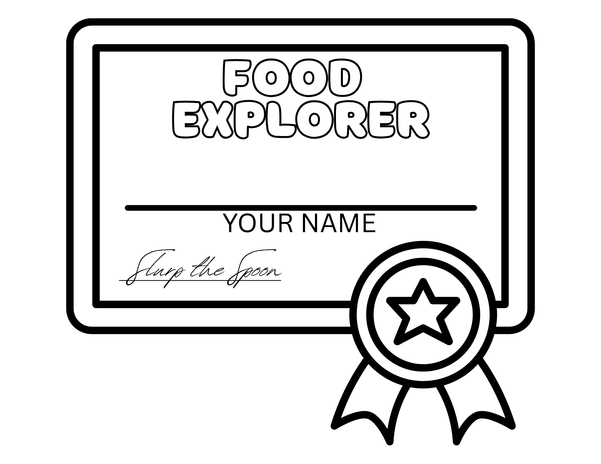 Food Explorer Certificate Coloring Page