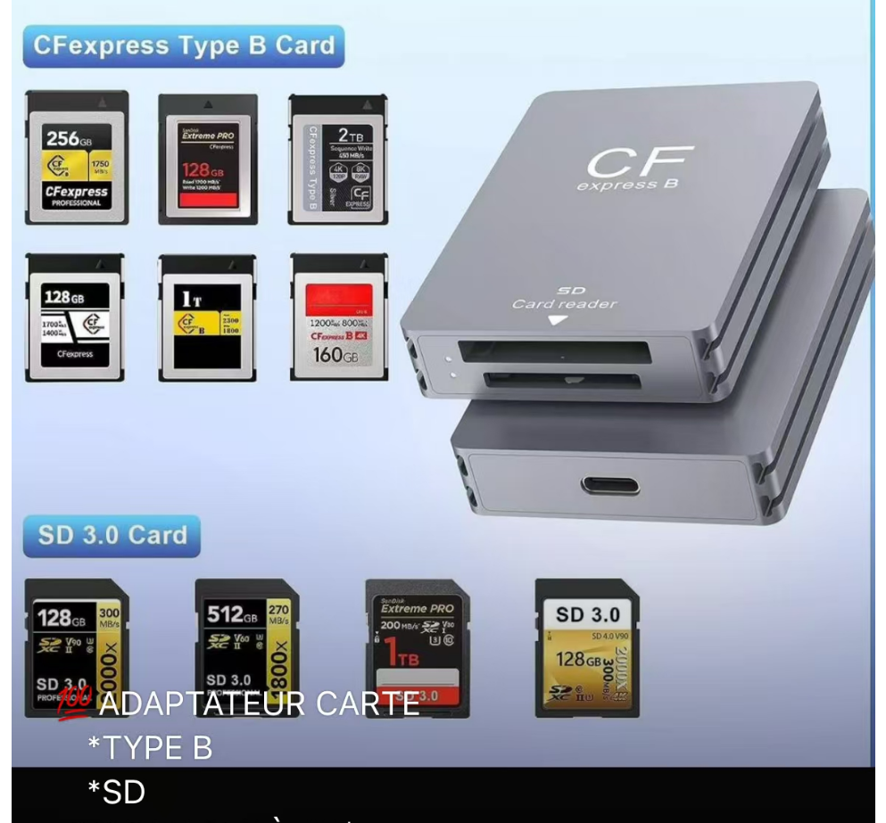 Lecteur de cartes CFexpress Type B et SD