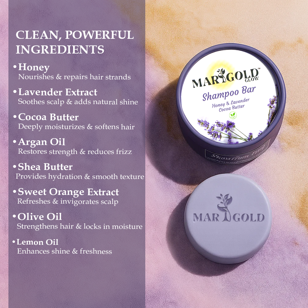 Honey & Lavender Shampoo Bar – With Cocoa Butter (90 g / 3 oz)