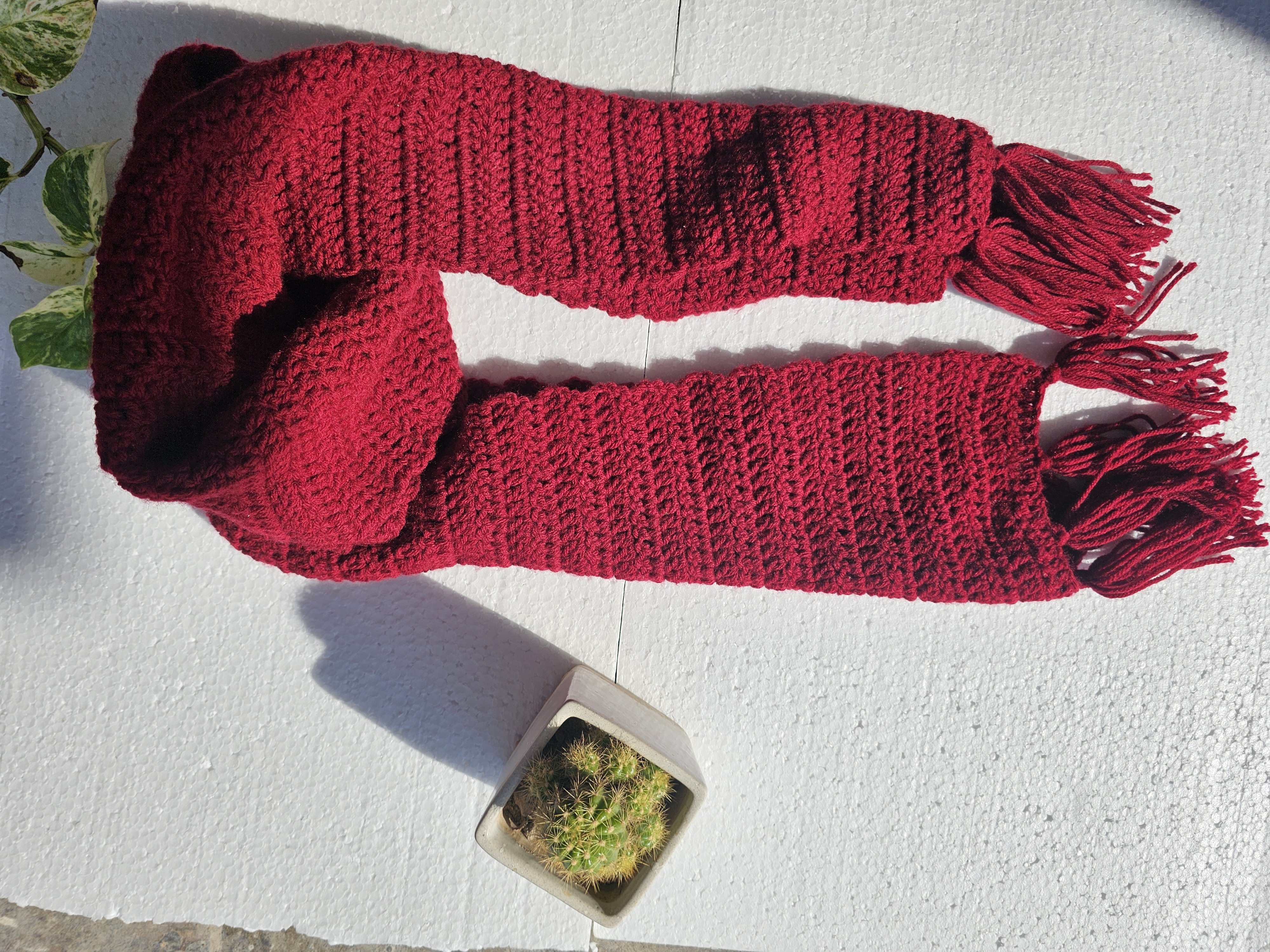 Handmade Red Crochet Scarf 