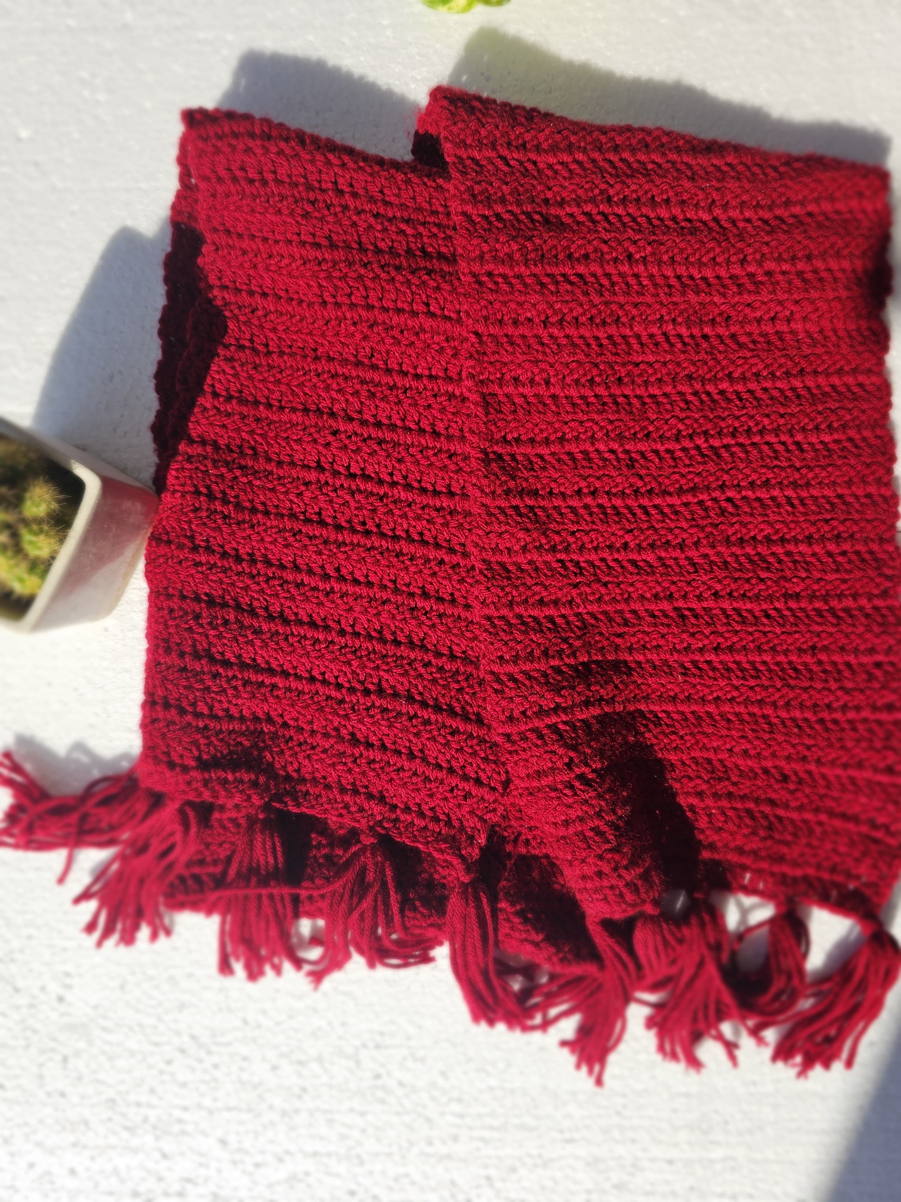 Handmade Red Crochet Scarf 