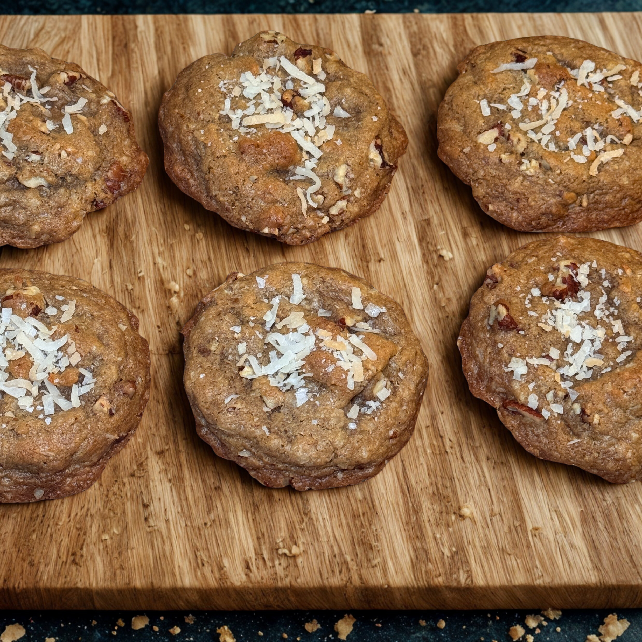 CocoPecan Dream- A rich brown butter cookie loaded with toasted coconut and pecans, bringing a nutty Southern warmth in every bite. 🥥🌰