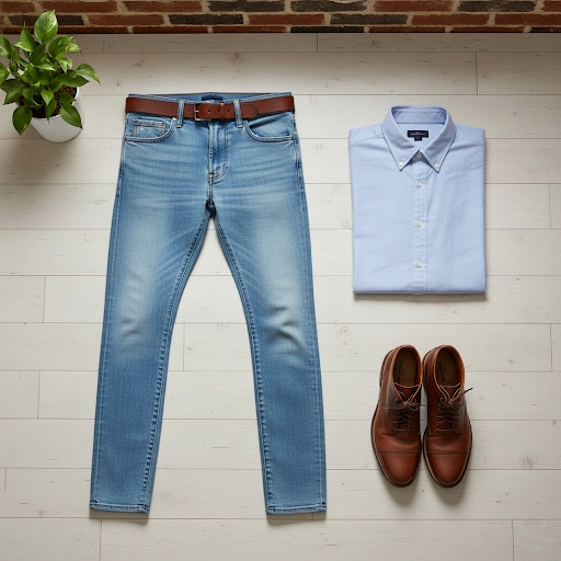 Klasyczne Jeansy Slim-Fit w Niebieskim Odcieniu