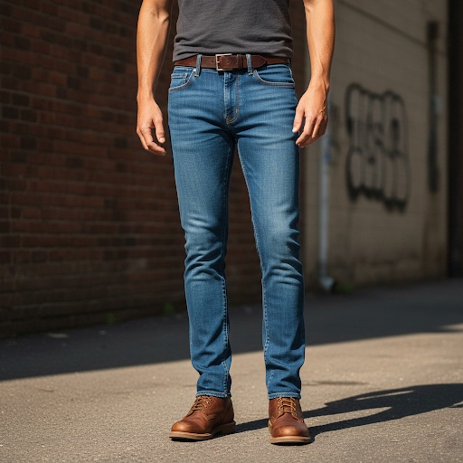 Klasyczne Jeansy Slim-Fit w Niebieskim Odcieniu