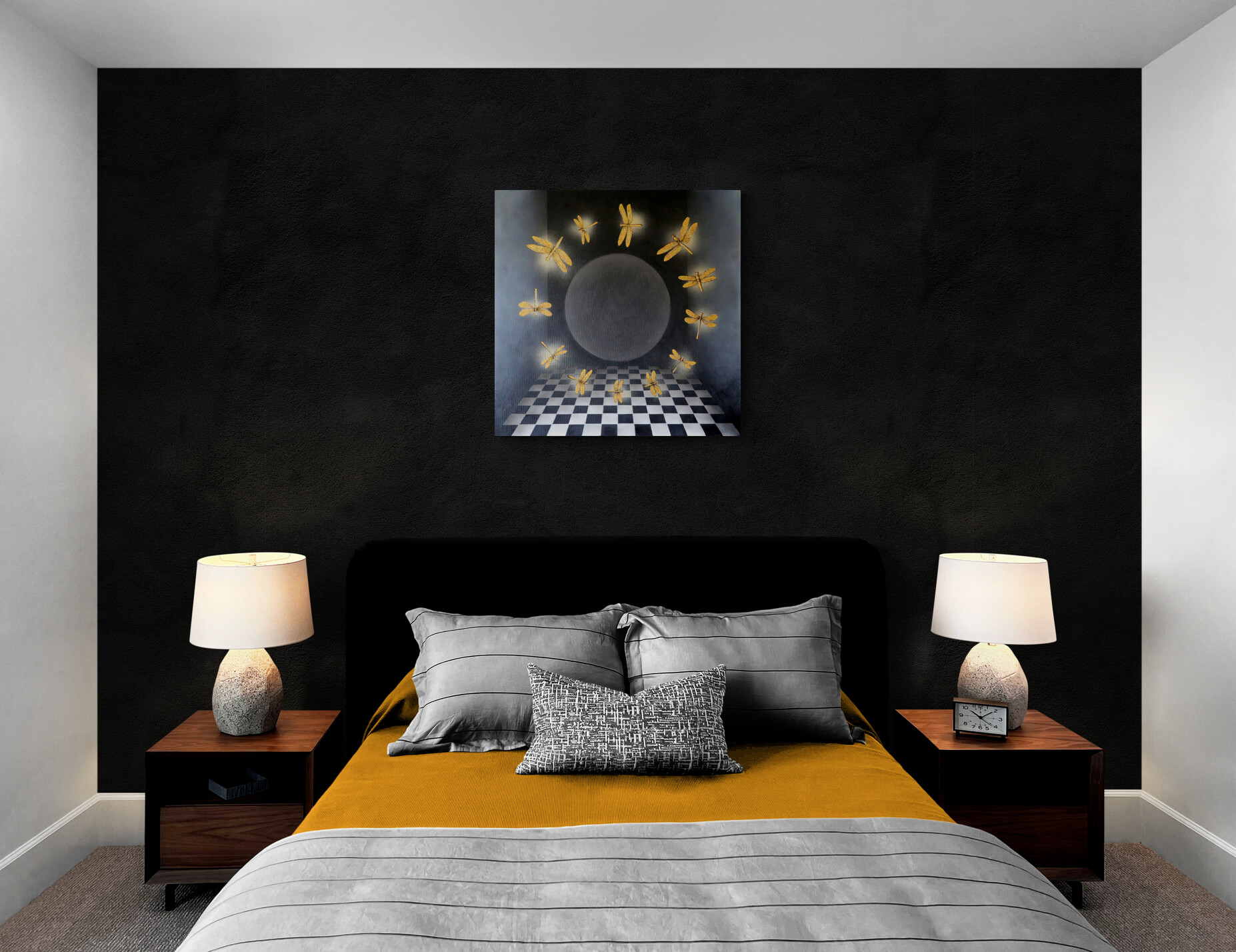 Współczesny surrealistyczny obraz "Przekleństwo niewinności: Porządek"