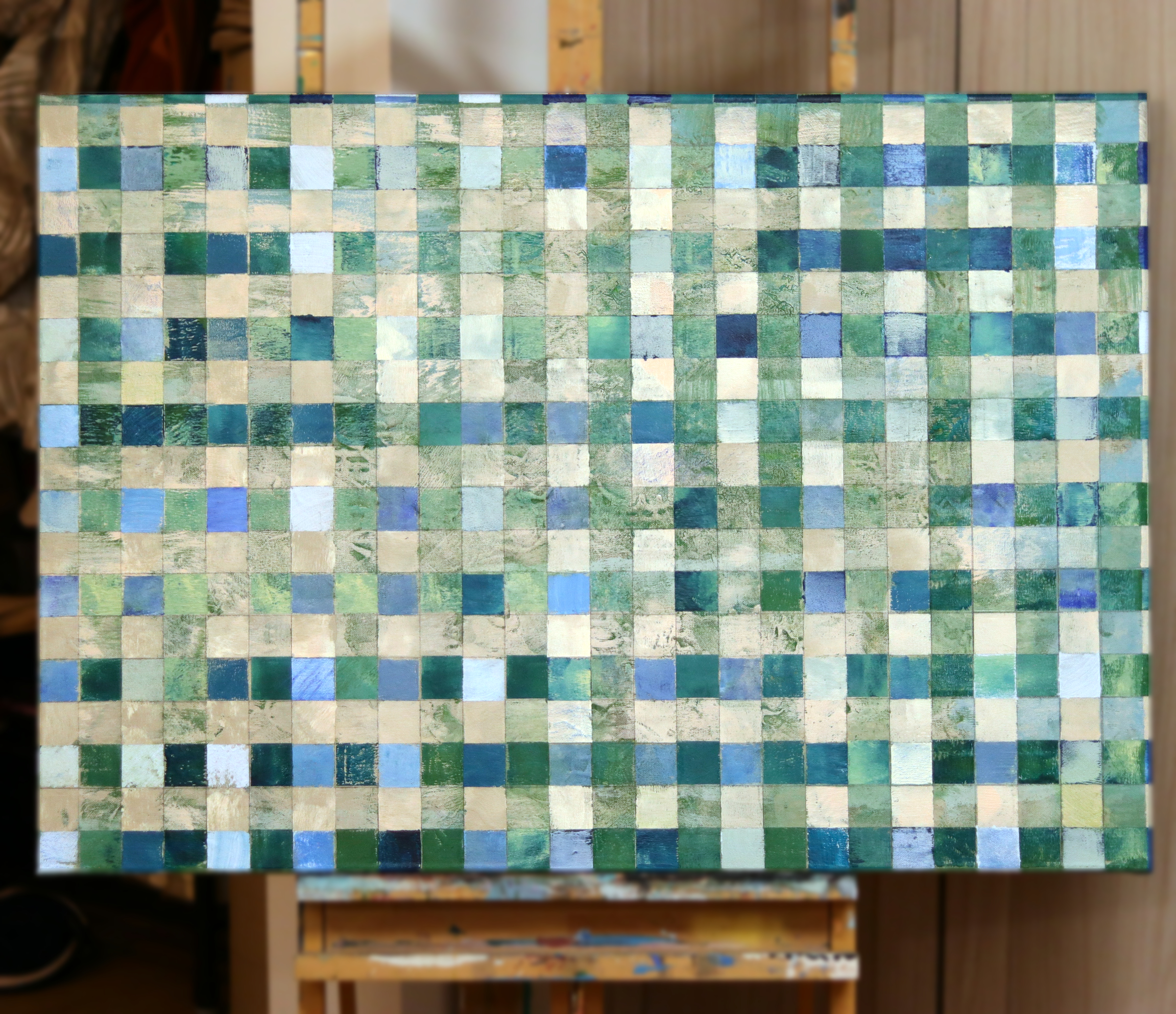 Obraz abstrakcyjny na płótnie "Gramy w zielone"