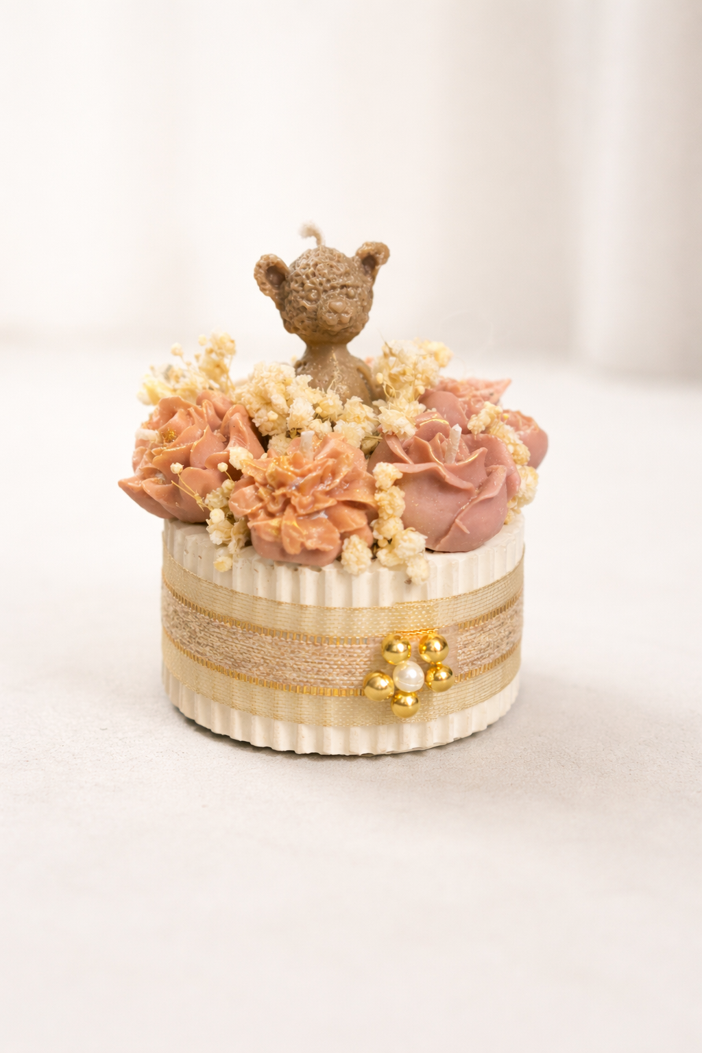 Blush Teddy Bouquet Candle