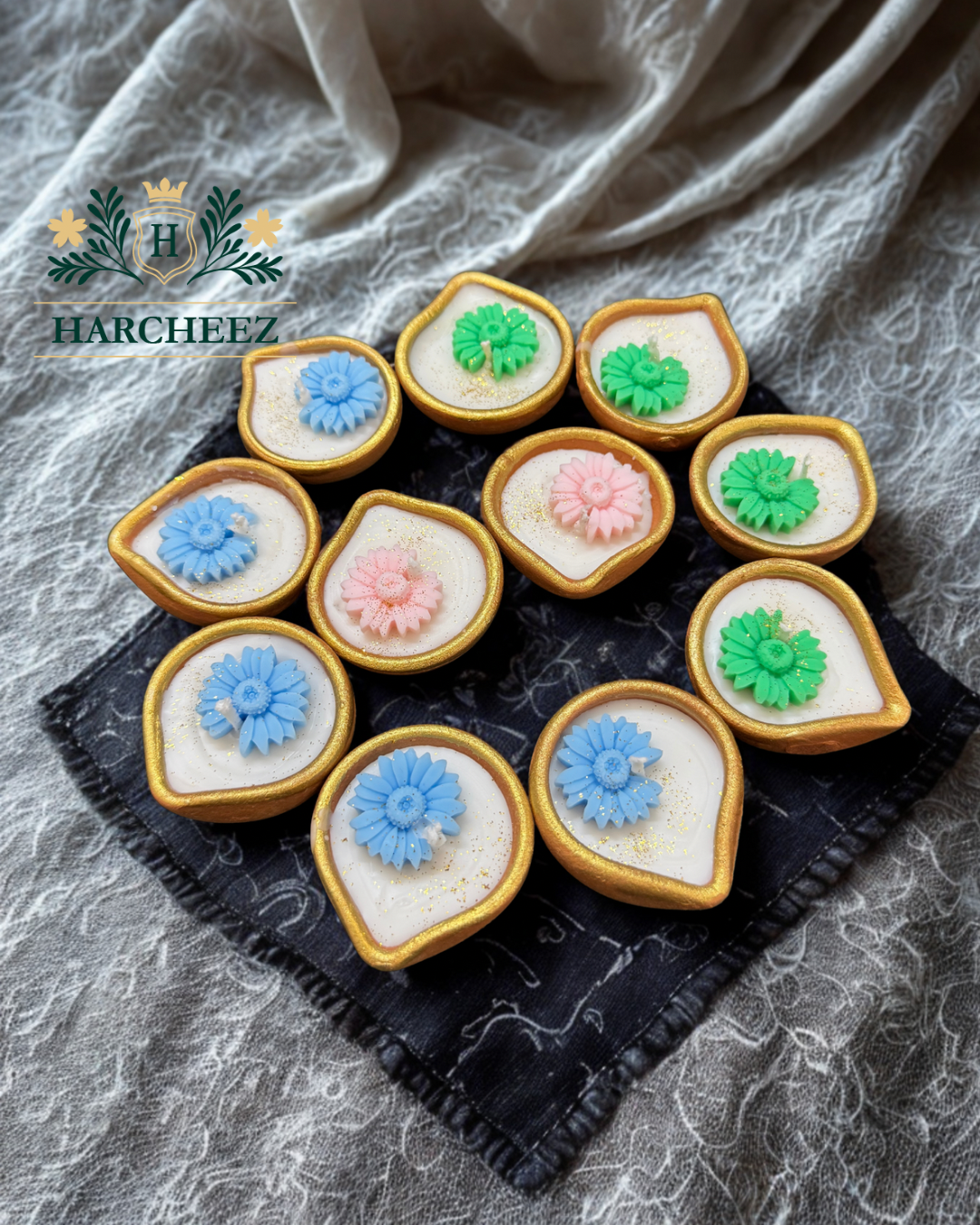 Floral Themed Designer diyas set of 6