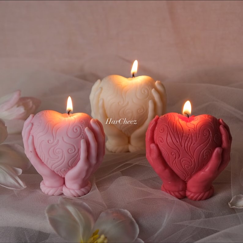 Heart in Hands Candle – Handmade Romantic Decorative Candle