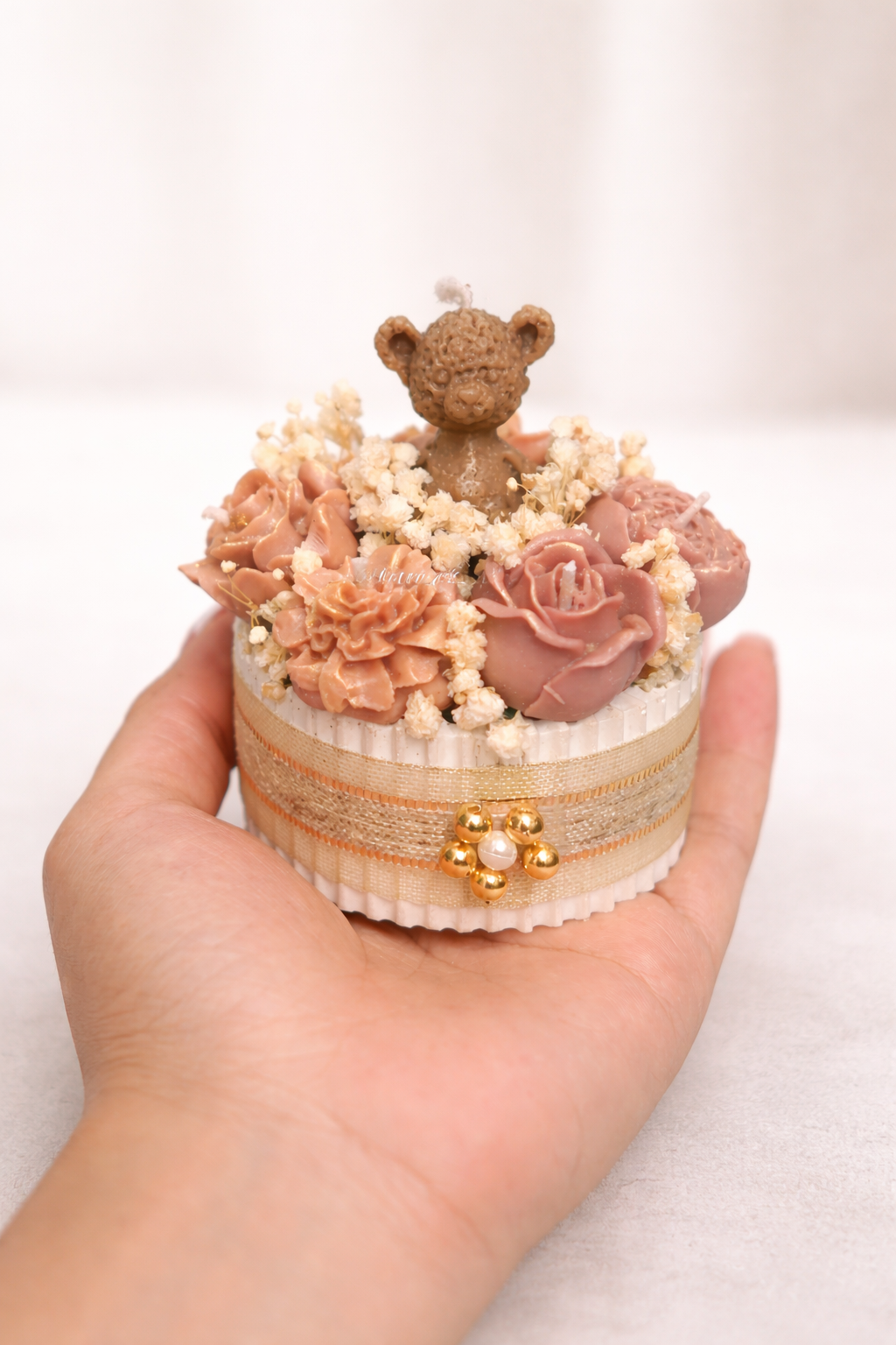 Blush Teddy Bouquet Candle