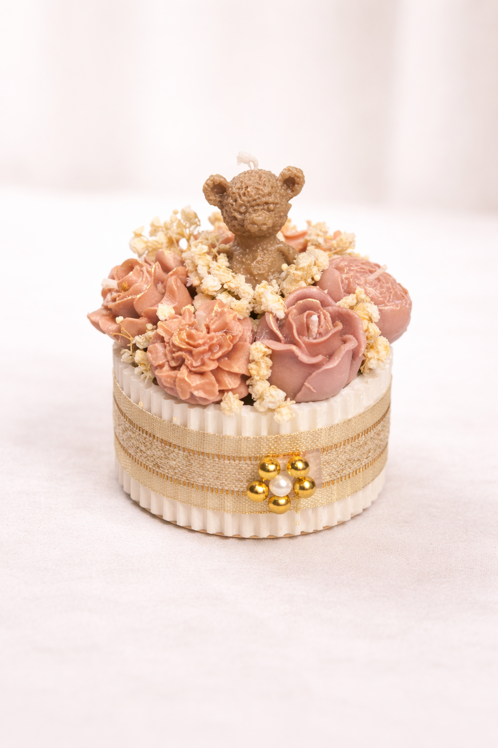Blush Teddy Bouquet Candle