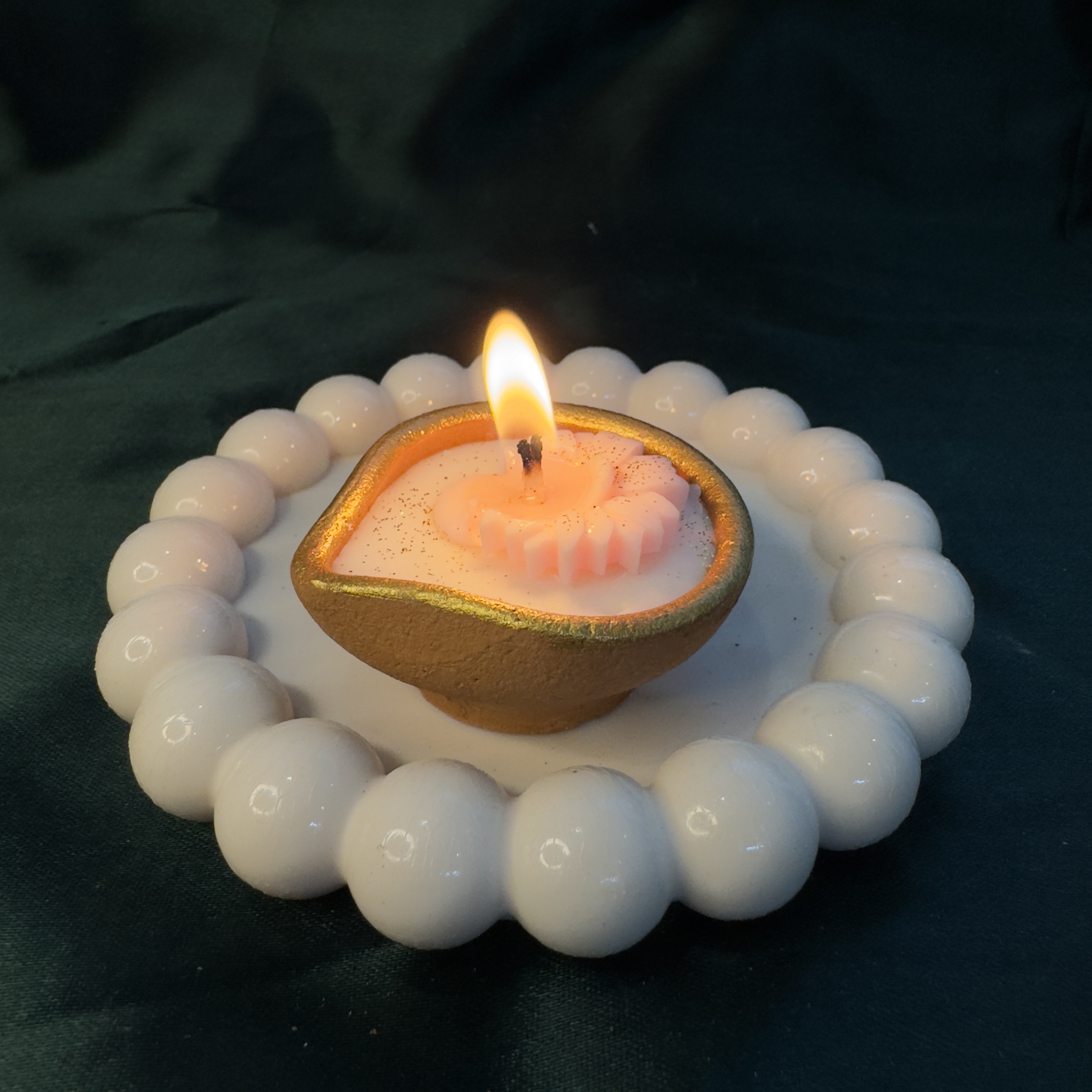 Floral Themed Designer diyas set of 6