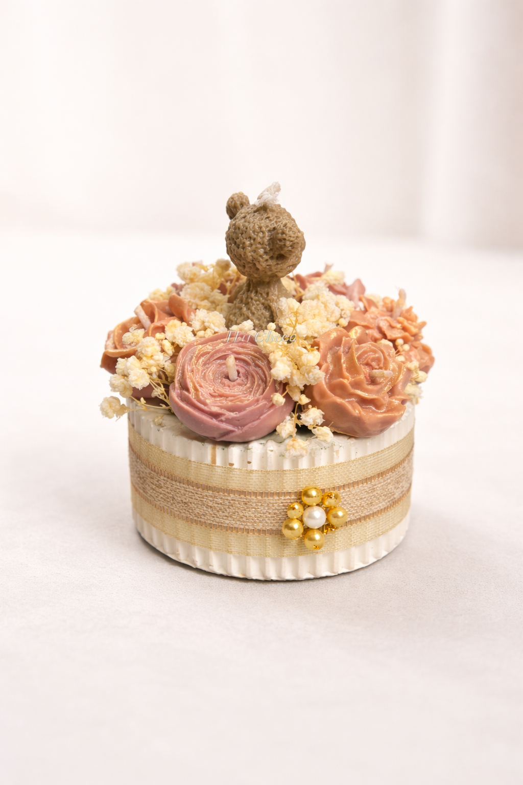 Blush Teddy Bouquet Candle