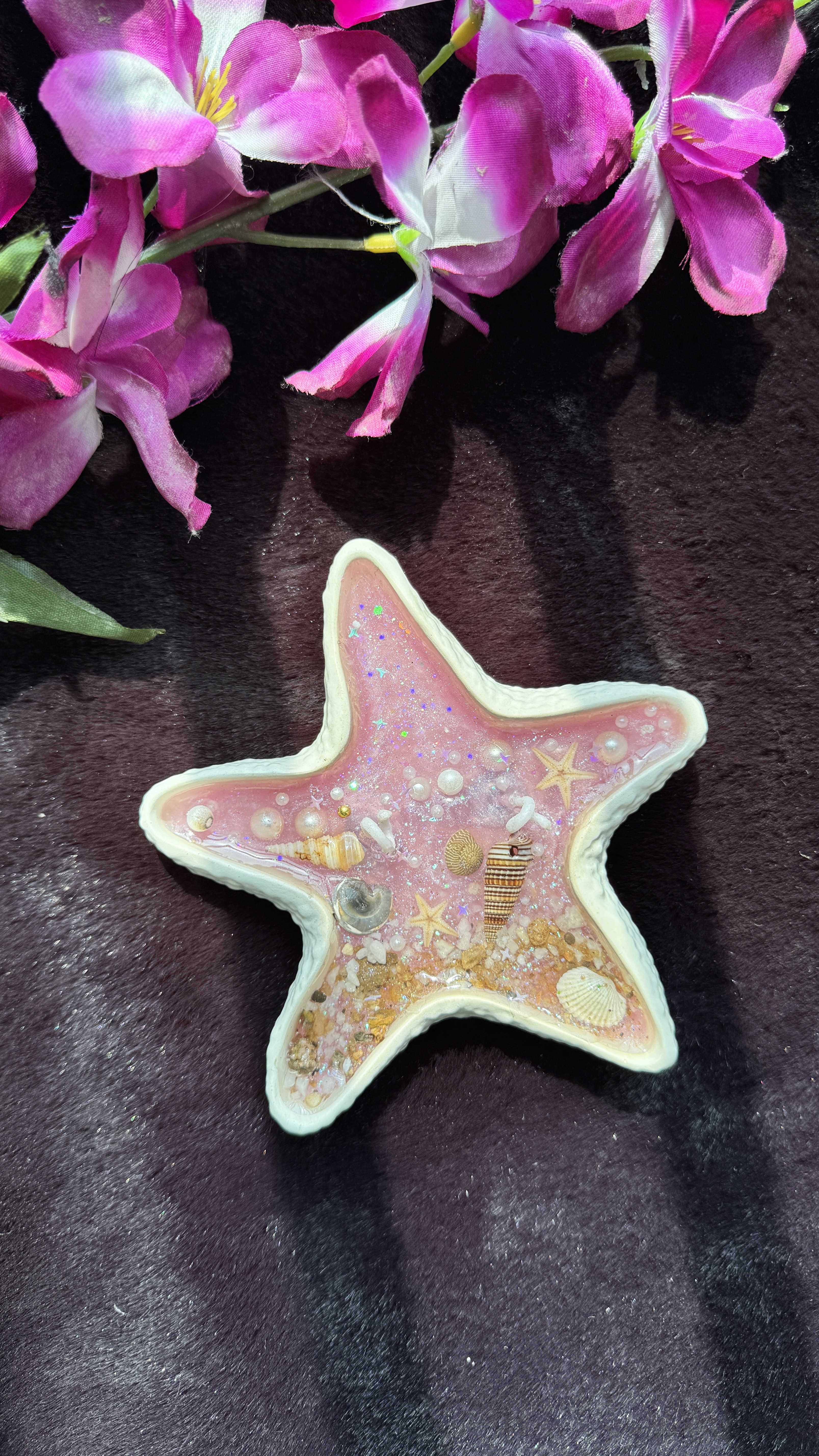 HarCheez Starfish Gel Wax Candle with Handmade Concrete Base – Ocean Theme Decor