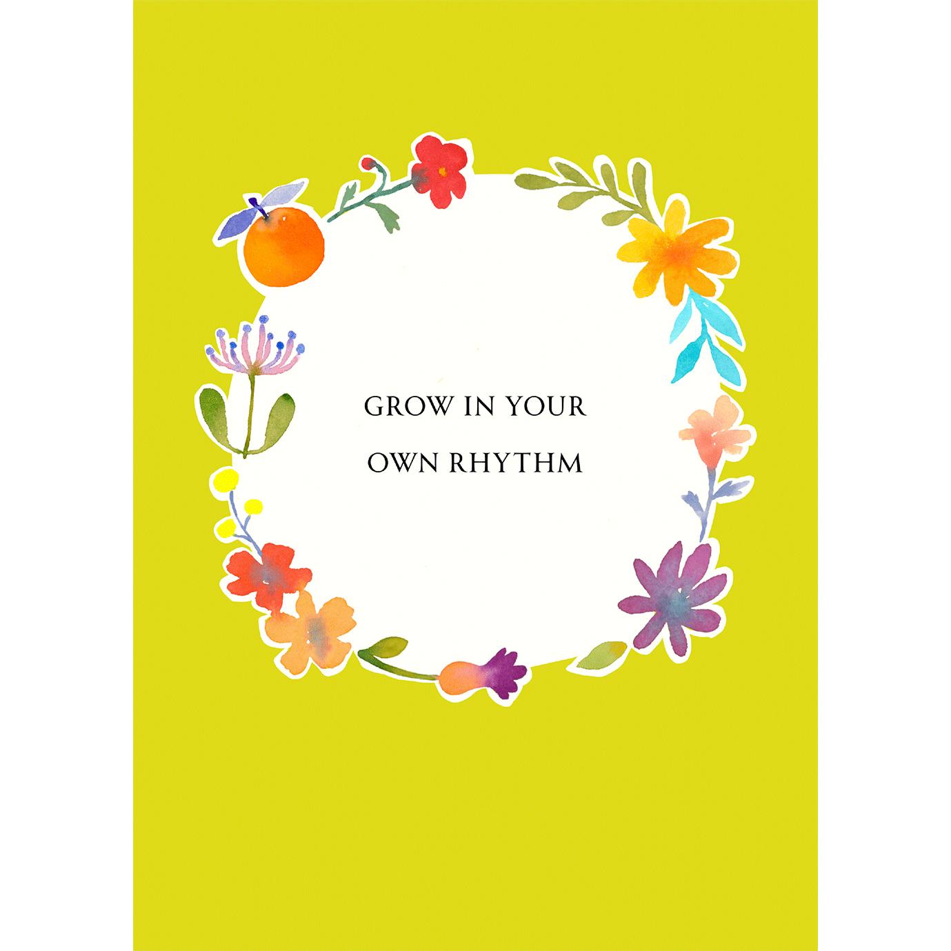 Grow in Your Own Rhythm - Watercolor Flower Postcard