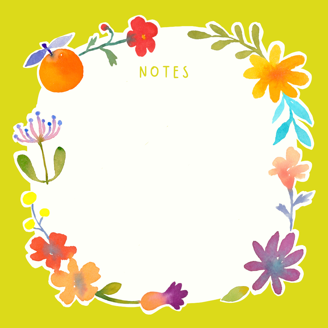 9x9 cm Watercolor Floral Memo Notes