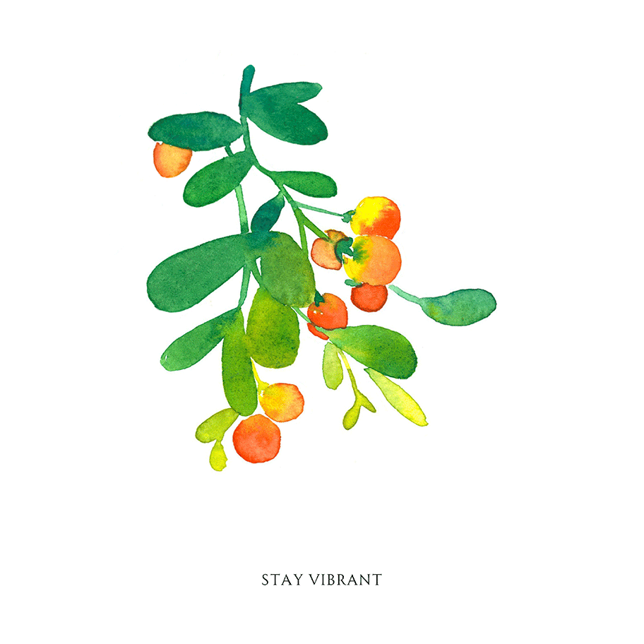 Stay Vibrant - Watercolor Botanical Art Postcard