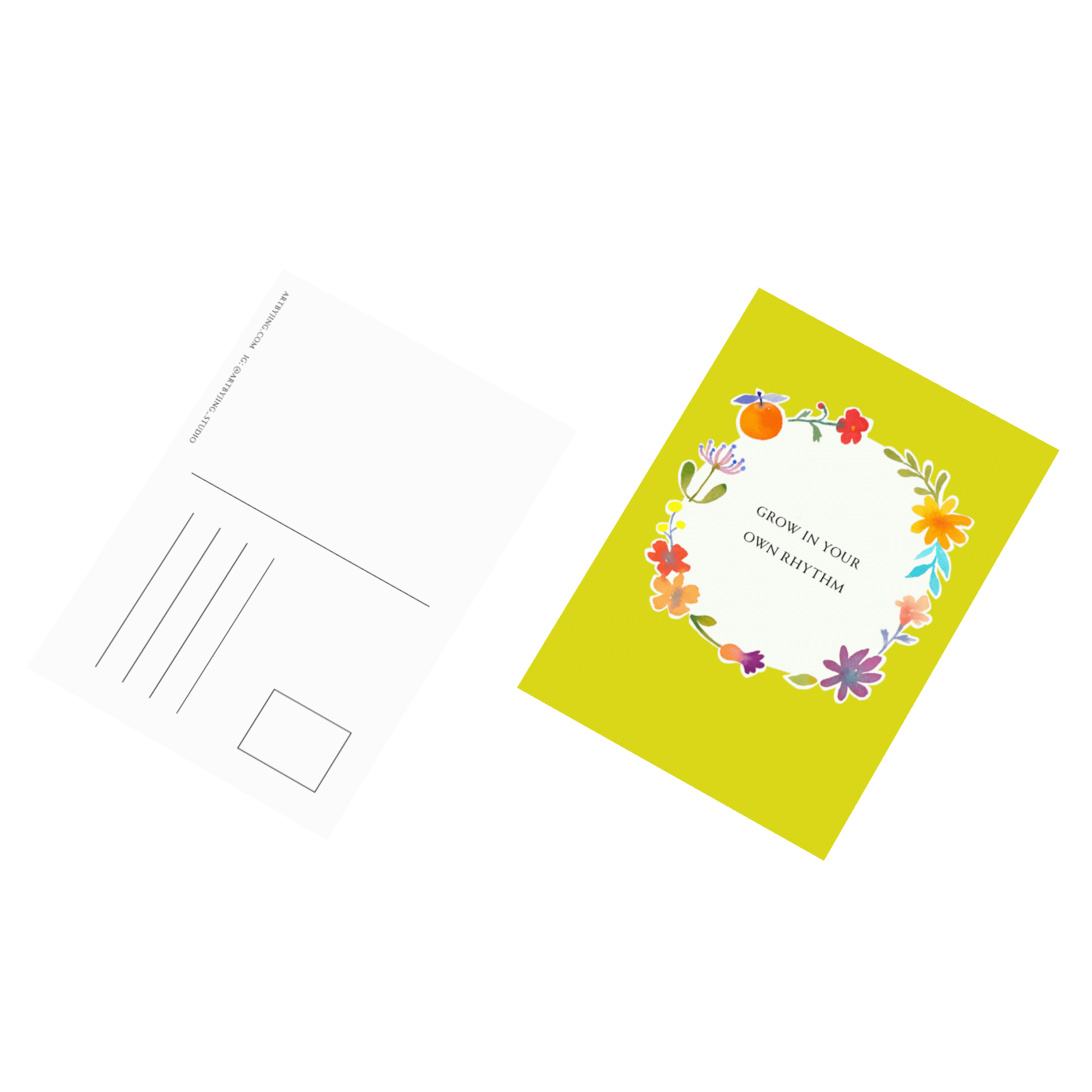 Grow in Your Own Rhythm - Watercolor Flower Postcard