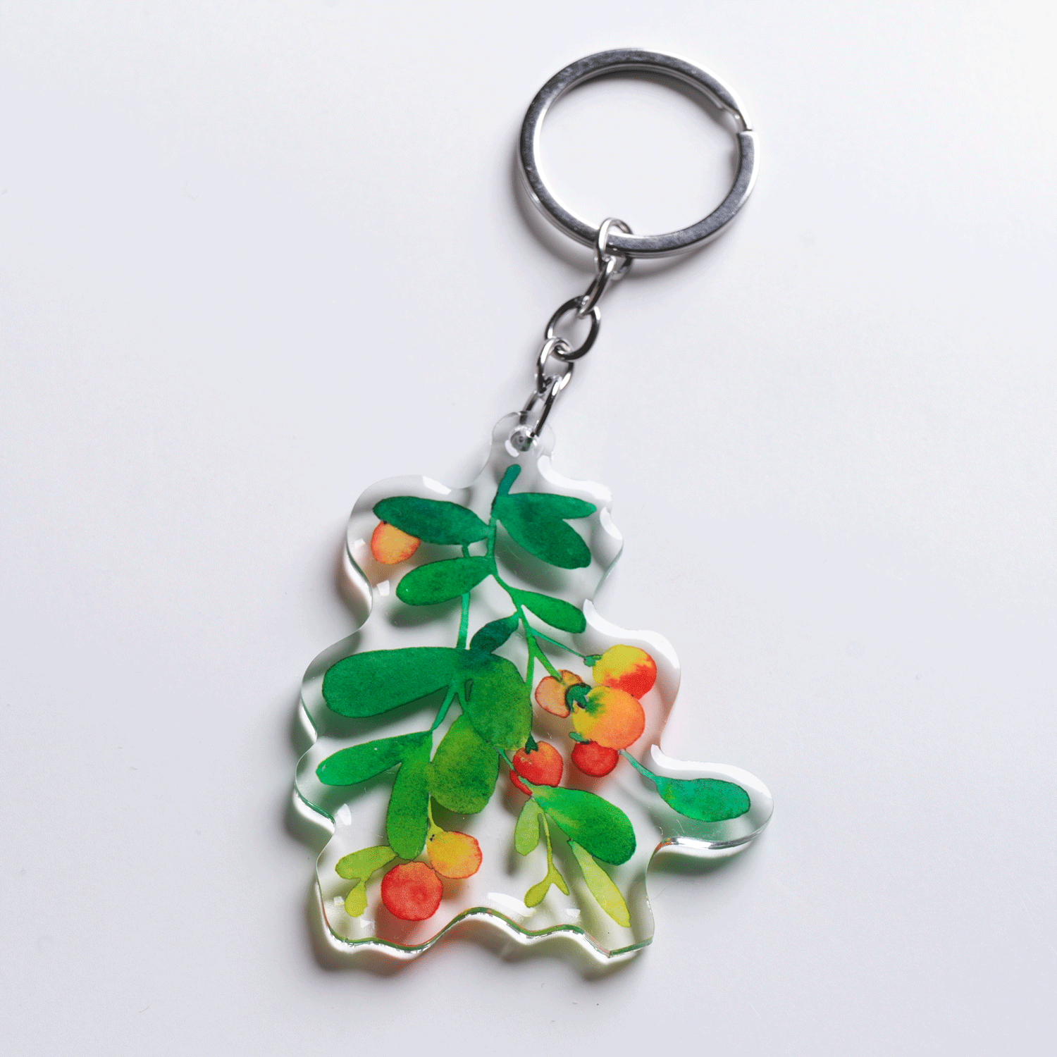 Berry Tree Acrylic Watercolor Keychain