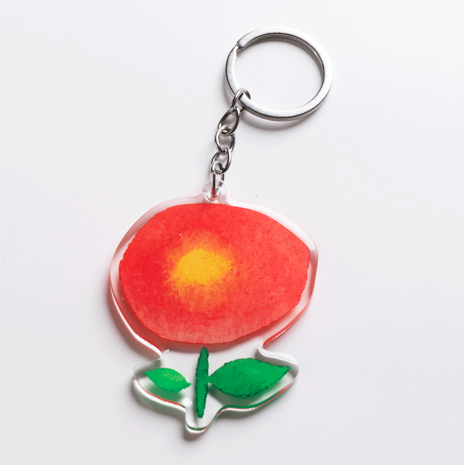 Red Sun Flower Acrylic Keychain