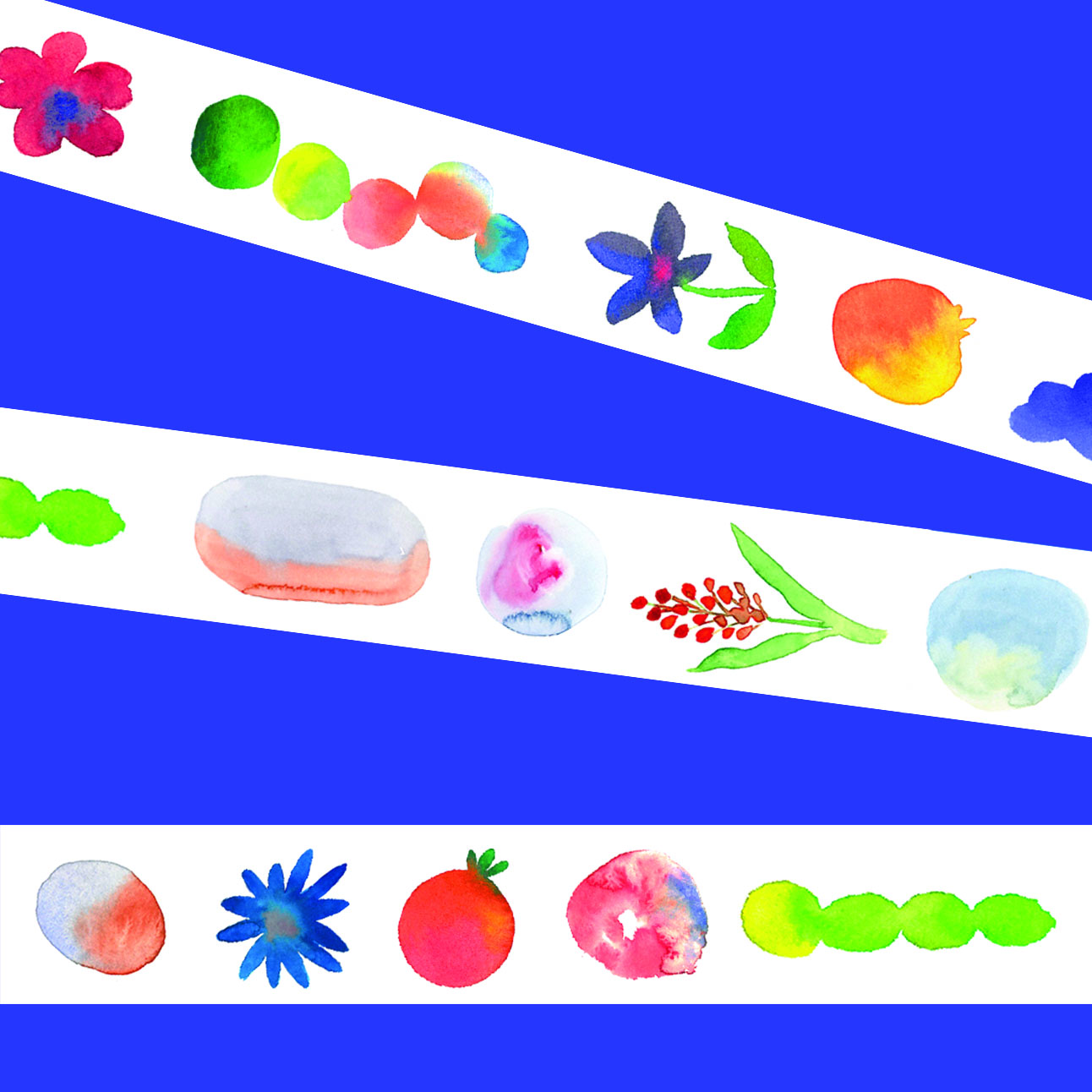Watercolor Floral Washi Tape - White